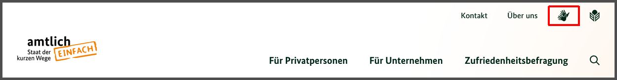 Das Bild zeigt die Stelle zur Deutschen Geb&auml;rdensprache auf der Internet-Seite