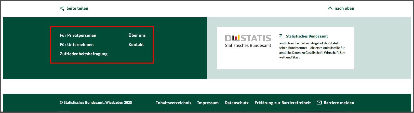 Das Bild zeigt die Stelle des Infos Men&uuml; auf der Internet-Seite