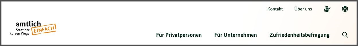 Das Bild zeigt die Kopfzeile der Internet-Seite