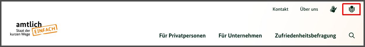 Das Bild zeigt die Stelle der Leichten Sprache auf der Internet-Seite
